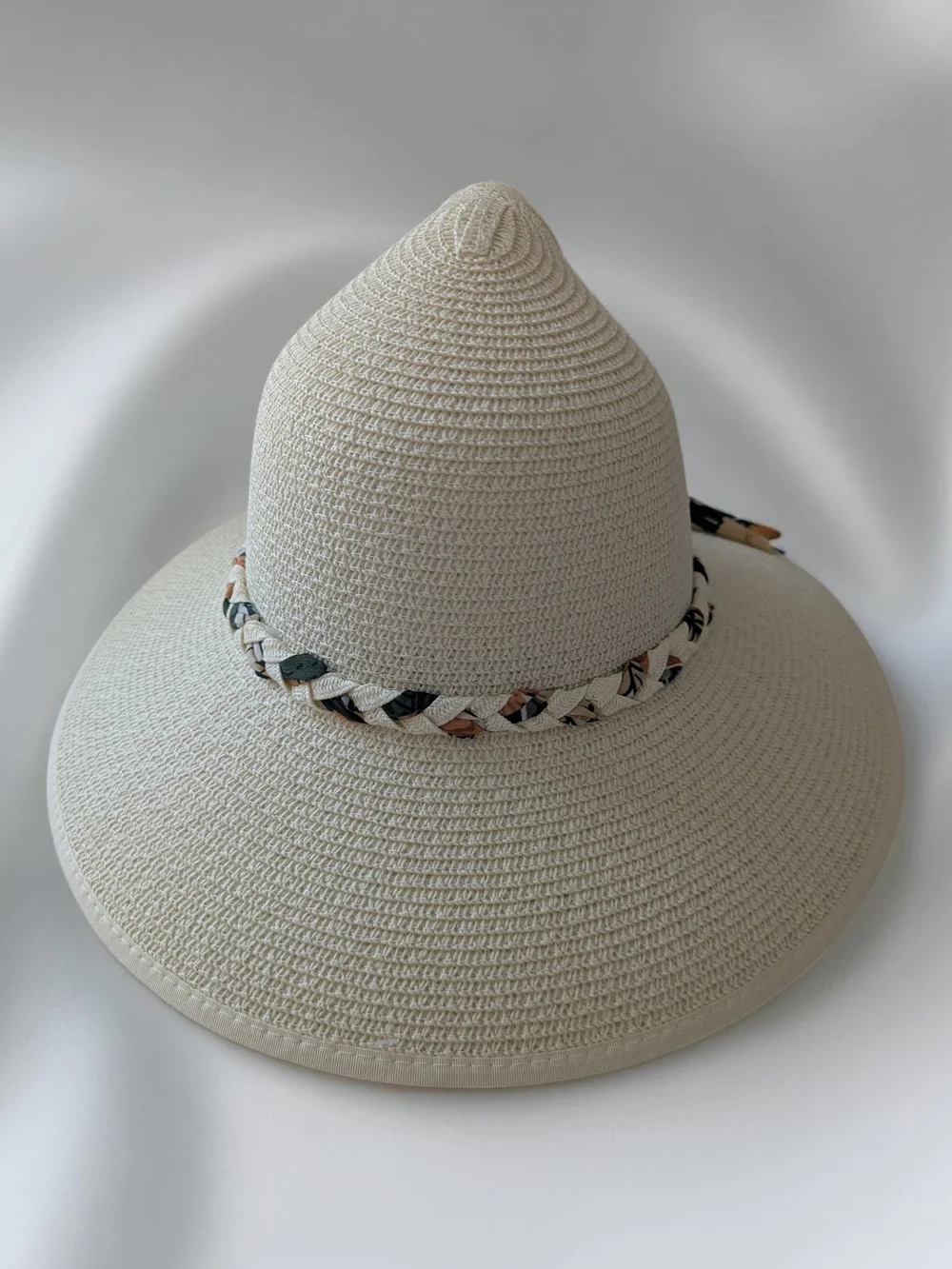 Women's Roll Up Straw Sun Visor Wide Brim Packable Beach Hat With Floral Bow